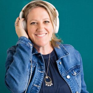 Lyndal wearing headphones